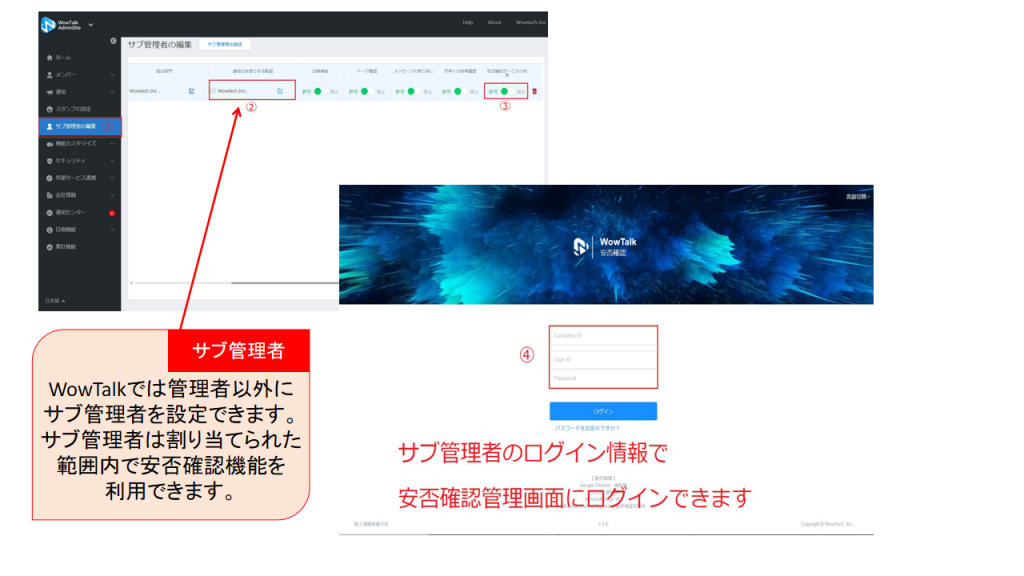 1.3 安否確認サブ管理者ログイン